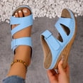 thumbnail image 3 of Rokment Wedges Dress Sandals for Women Ladies 2026 Summer Fashion Casual Leather Open Toe Platform Dressy Slip on Ladies Orthotic Arch Support Chunky High Heels Beach Slides D Size 8.5, 3 of 7