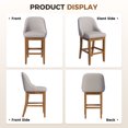 thumbnail image 6 of Set of 2 Upholstered Counter Height Bar Stools in Sleek Faux Leather with Solid Rubberwood Legs for Kitchen Island, 6 of 8