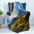 thumbnail image 4 of Mountain Soft Flannel Fleece Throw Blanket, Natural Theme Autumn in Colorado Colorful Forest View, Cozy Plush for Indoor and Outdoor Use, 60" x 80", Earth Yellow Sea Blue, by Ambesonne, 4 of 5