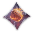 thumbnail image 2 of Basketball with Flame Lightning Throw Pillow Covers Pillowcases 18 x 18 Inch Home Decor 2 Packs for Bedroom Sofa, 2 of 6
