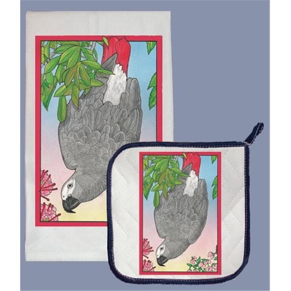 Pipsqueak Productions DP873 African Grey Dish Towel And Pot Holder Set