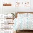 thumbnail image 6 of 3 Piece Teal Grey Branch Duvet Cover Set Queen Size, Microfiber Comforter/Quilt Cover with Corner Ties and 2 Pillowcases, Spring Summer Pastoral Botanical All Season Soft Bedding with Zipper Closure, 6 of 8