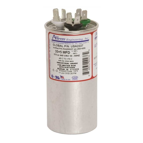 Amrad Engineering 132339 Round USA-Made Motor Run Capacitor, 35-5 MFD - 370-440 VAC