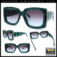 thumbnail image 2 of Womens Classy Thick Plastic Square Rectangle Butterfly Designer Sunglasses [Green - Purple], 2 of 7