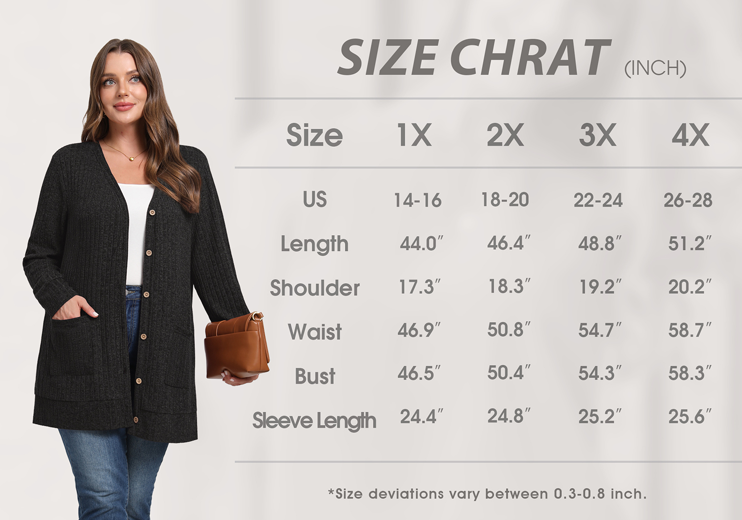 Cueply Women's Plus Size Cardigan Sweater, V-Neck photo 5