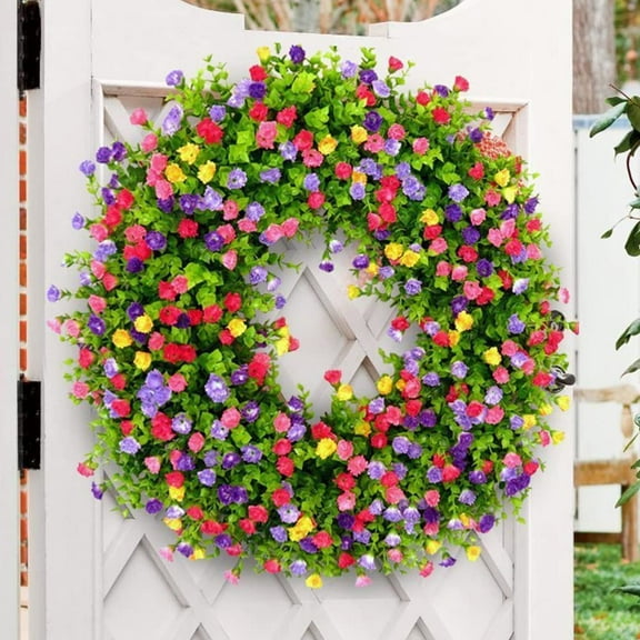 2022 New Decor Wreath, Versatile Decor Farmhouse Colorful Cottage Wreath,Colorful Spring and Summer Wreath Flower Wreath Front Doo