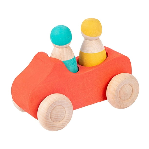 WOONEKY 6 Coches De Madera Miniatura – Juguetes Coloridos Y Seguros Para Bebés, Desarrollo Cognitivo Y Coordinación Mano-Ojo