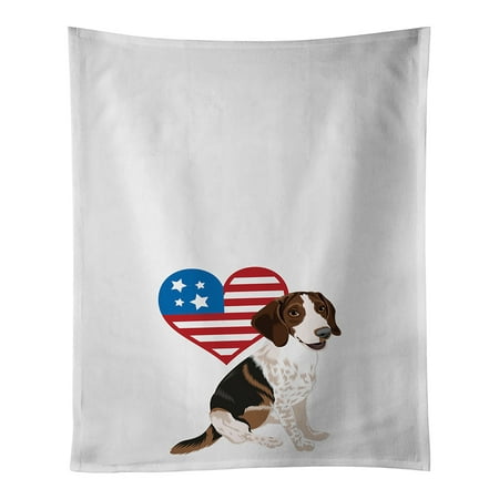 

Beagle Tricolor Mottled Patriotic White Kitchen Towel Set of 2 19 in x 28 in