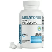 Bronson Melatonin 12mg Fast Acting Tablets with Vitamin B6 - Night Time Sleep Aid - Promotes Relaxation, 360 Peppermint Flavored Fast Acting Tablets