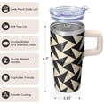 thumbnail image 3 of 20oz Stainless Steel Travel Tumbler with Handle, Geometric Texture Double Wall Insulated Coffee Mug Leak-Proof and Straw, 3 of 5