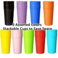 thumbnail image 2 of Youngever 9 Pack Plastic Tumblers, Unbreakable Drinking Glasses, Plastic Cups in 9 Assorted Colors (22 Ounce), 2 of 5