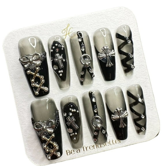 Pure Handmade Press on nails, JC Press On Nails Kit , Short Length Nail Press Ons, Durable, Easy Application, Stylish Impress Press On Nails,Perfect for Daily Wear & Special Occasions（E33 M）