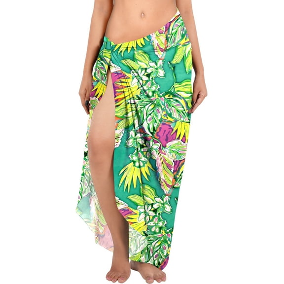 LA LEELA Women's Pareo Beach Swimwear Bikini Wrap Sarong One Size Pear, Hibiscus