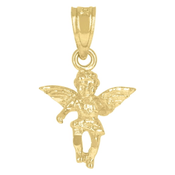 10kt Yellow Gold Diamond-Cut Womens Angel Religious Charm Pendant