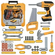 Flooyes Kids Boys Tool Set,STEM Education Learning Toys with Tool Box for Toddlers Ages 3-6, Birthday Christmas Gifts for Boys.(Yellow)
