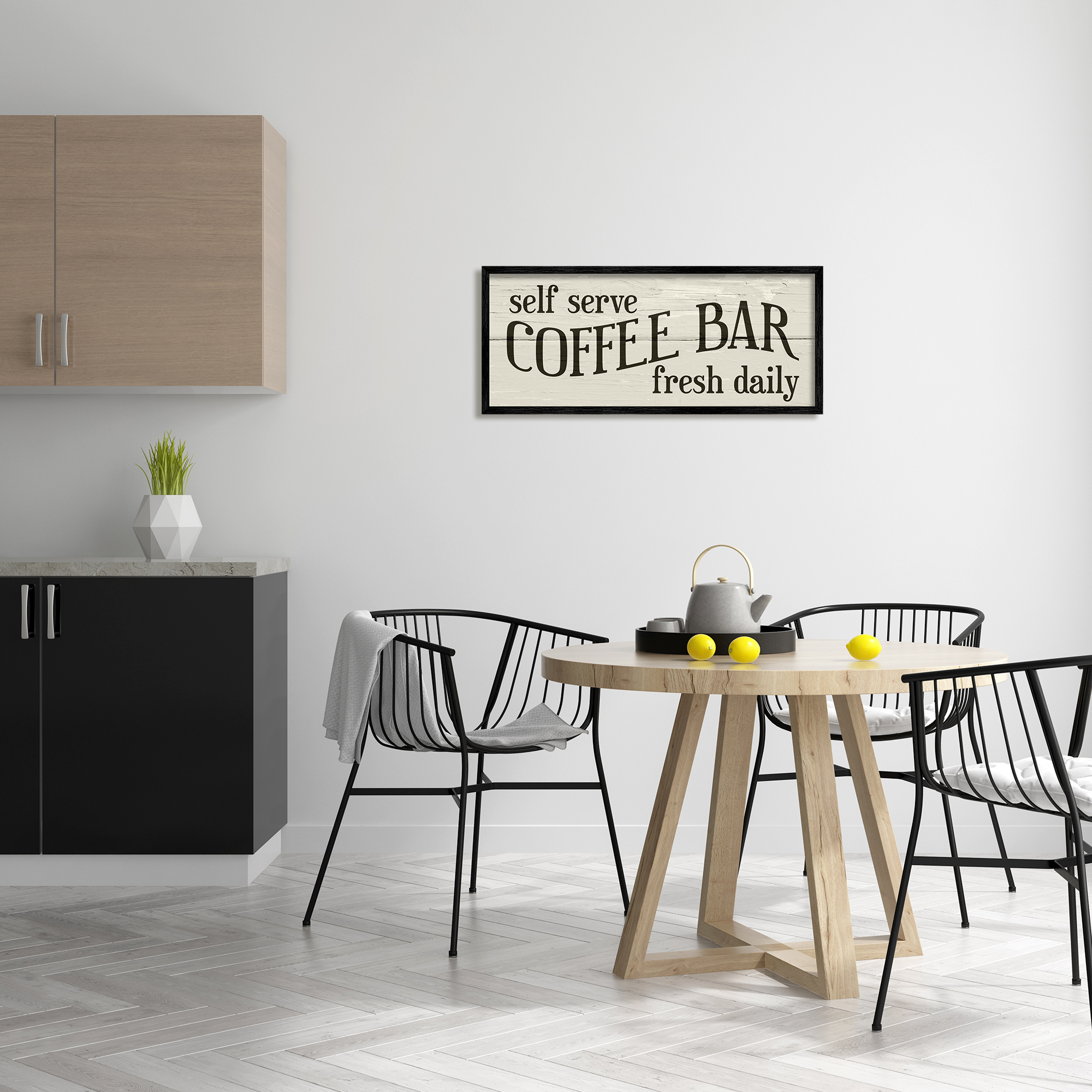 Stupell Industries Self Serve Coffee Bar Sign Rustic Plank Pattern, 30 x 13, Design by Daphne Polselli