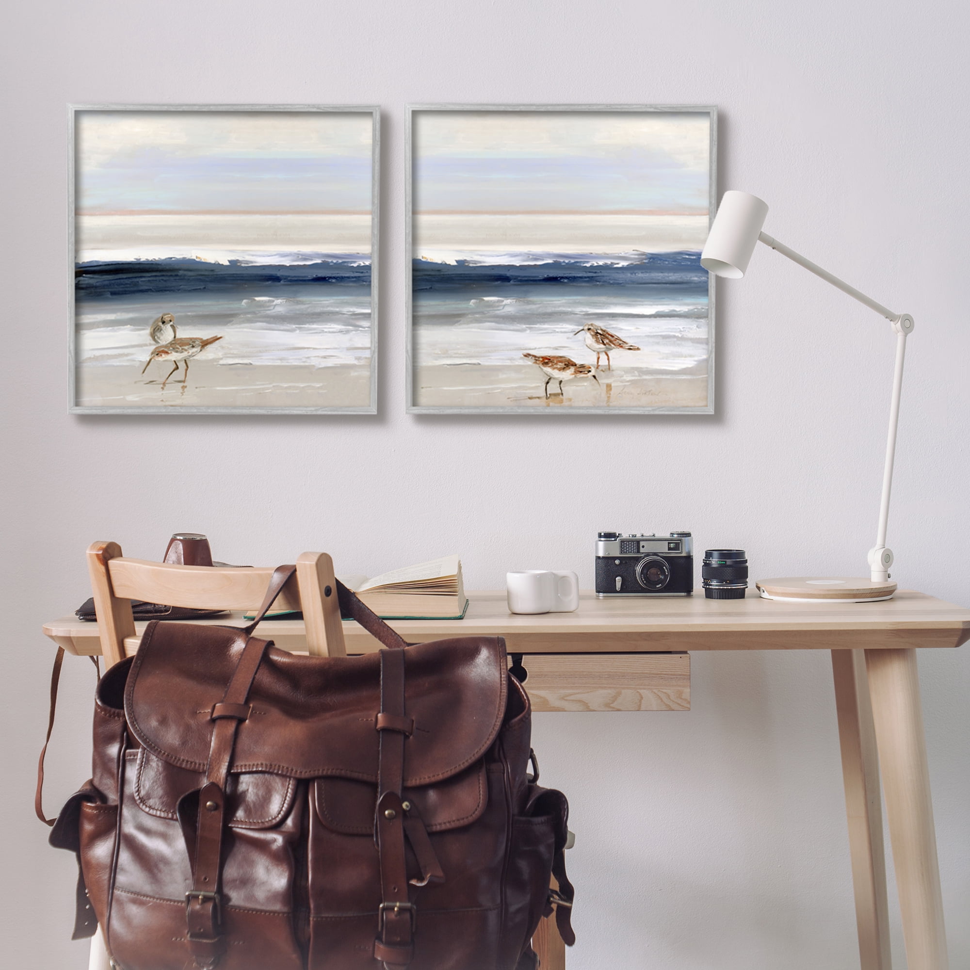 Stupell Industries Birds On Beach Shore Ocean Waves Blue Sky Landscape, 24 x 24, Design by Sally Swatland