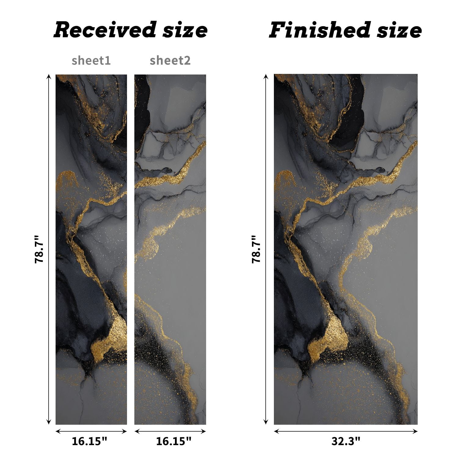 Self Adhesive Vinyl Refrigerator Wrap Set Dark gold abstract marble liquid ink art painting paper Door Mural Removable Fridge Sticker Peel and Stick&nbsp;Full Door Cover Decal Kitchen Bar Decor