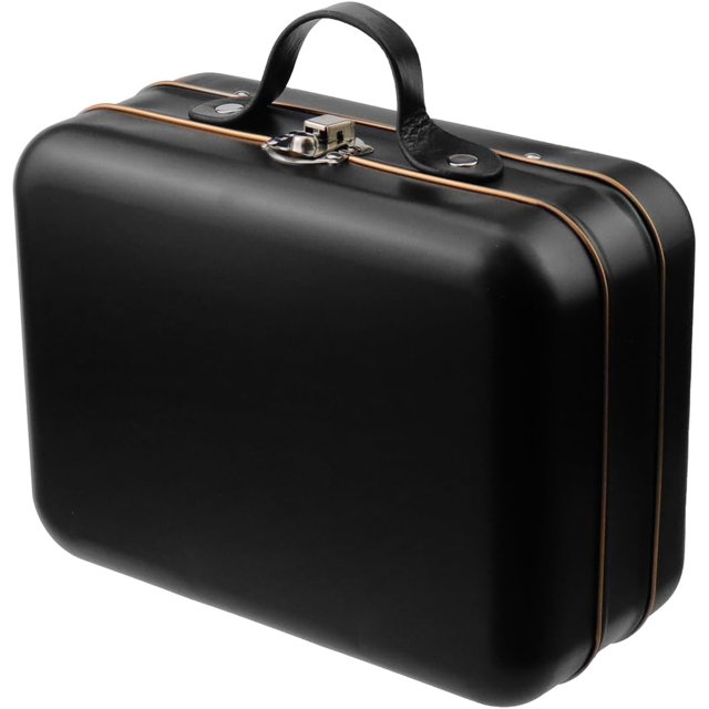 WDONAY Sturdy Metal Storage Box with Lid Large Container with Handle Tin Box with Buckle Latch(Black)