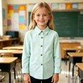 thumbnail image 7 of Fozruso Boys Striped Button-Down Shirts Long Sleeve Collared Dress Shirts School Uniform Shirts for Toddler and Kids, 7 of 7