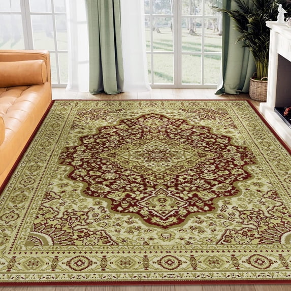 Haperlare 8 x 10 feet Washable Large Carpet Boho Oriental Persian Distressed Bohemian Non-Slip Area Rugs for Dining Room Farmhouse Bedroom Office Home Decor