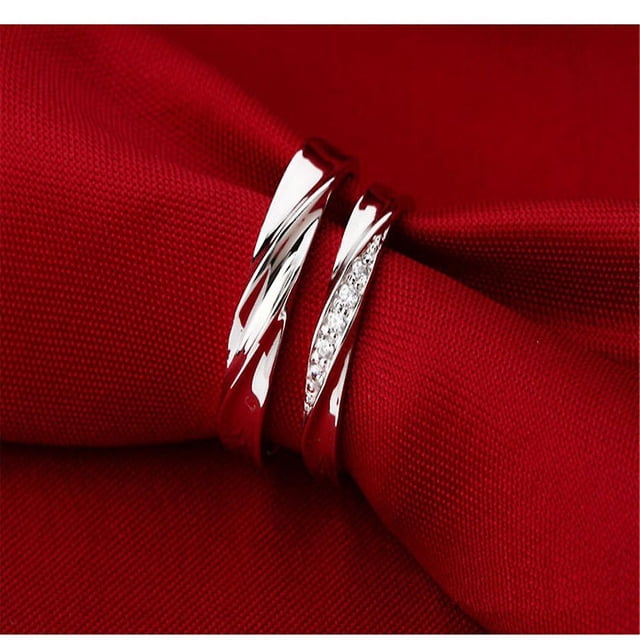Anillo de pareja Simple personalizado, diamantes de imitación de cobre, anillos de compromiso de boda, anillo curvo, regalo de joyería ShuxiuWang 8390614246812