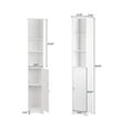 thumbnail image 2 of Narrow Cabinet, Slim Bathroom Storage Cabinet, White Skinny Linen Cabinet with 3 Open Shelves Single Door Adjustable Shelf Space Saving, 2 of 5