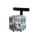 thumbnail image 1 of Tabouret de Coiffeuse Rond Moderne Rembourré avec Dossier en T, Tissu à Imprimé Animal Vintage et Roulettes Pivotantes à 360° - Noir et Blanc, 1 of 5