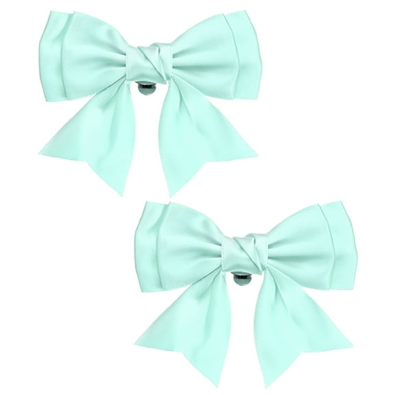 Uxcell 2-Pack Bow Shoe Clips, Satin Elegant Detachable Shoe Buckle Cute Bowknot Shoes Clip for Women [Mint Blue]
