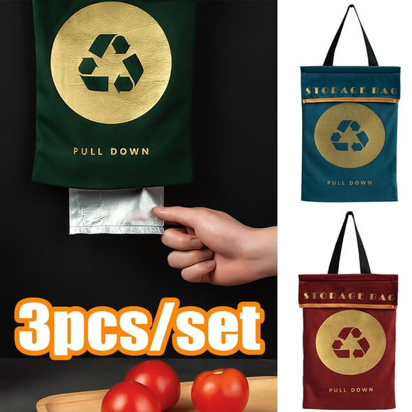 Vnanda 3 Packs Trash Bags Dispenser Organizer for Kitchen Shopping Bag Holder Wall Mounted Grocery Bag Holder,Hanging Garbage Bag Dispenser for Trash Bags Storage