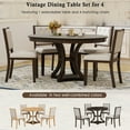 thumbnail image 5 of Harper & Bright Designs Round Extendable Dining Table Set for 4, 5 Piece Retro Functional Wood Dining Table Set with 4 Upholstered Chairs for Kitchen, Espresso, 5 of 17