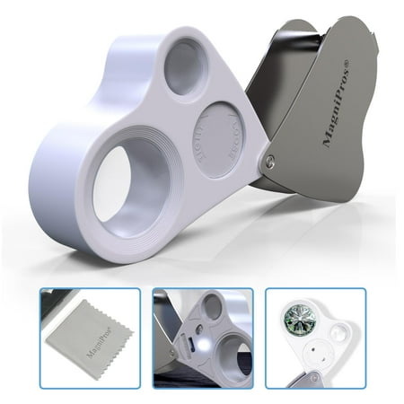Coin Loupe - MagniPros 30X 60X LED Lighted Illuminated Jewelers Eye Loupe Jewelry Magnifier for Gems Jewelry Rocks Stamps Coins Watches Hobbies Antiques Models Photos