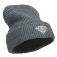 thumbnail image 5 of Big Size Diamond Embroidered Waffle Cuff Beanie - Grey XL-3XL, 5 of 5