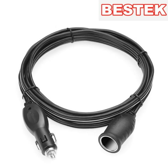 BESTEK-12V 24V Cigarette Lighter Extension Cord Cigarette Lighter Cable 3.7m/12.1ft Cigarette Lighter Socket, 11 AWG Electric Wires (Black)