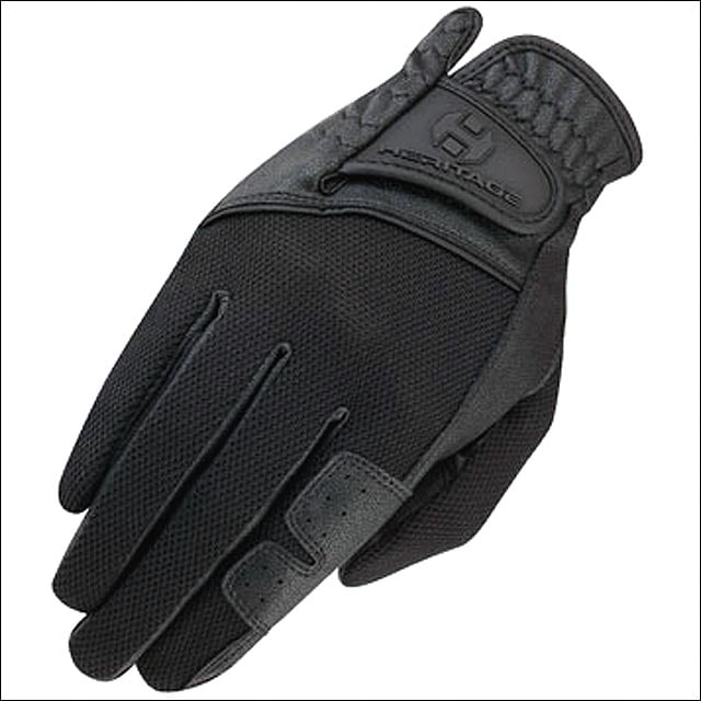 06 SIZE HERITAGE X-COUNTRY GLOVE HORSE RIDING LEATHER STRETCHABLE BLACK by Heritage