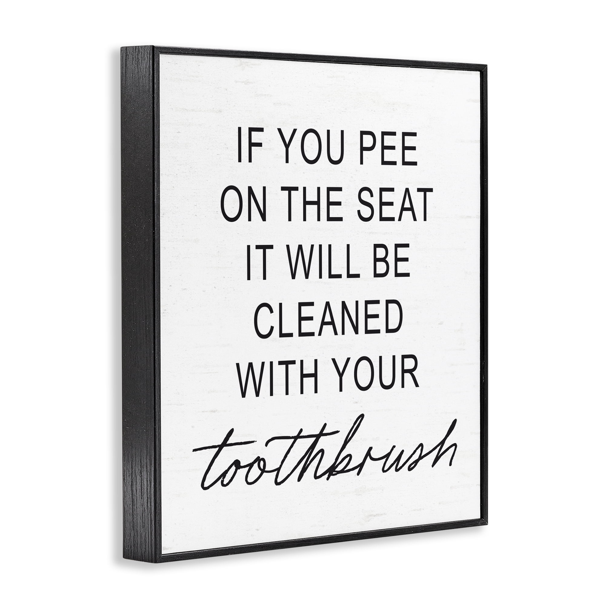 Sassy Clean With Toothbrush Warning Black Framed Giclee Art, design by Lettered and Lined