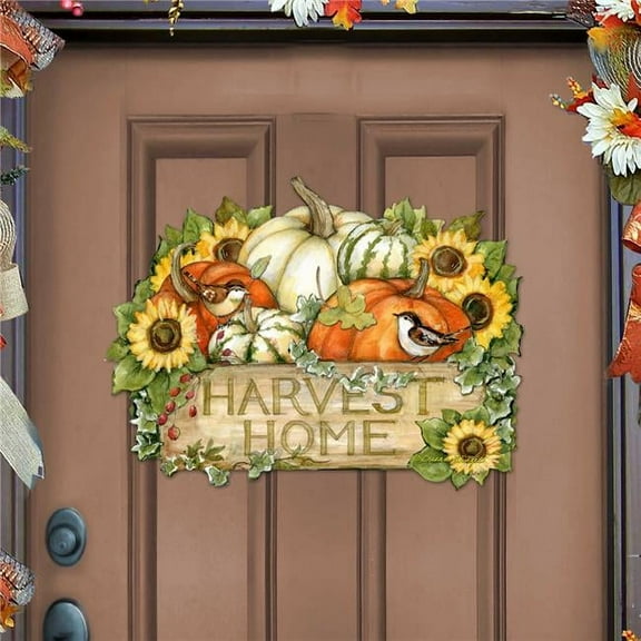 Designocracy 8471210H-SW 20 x 20 in. Holiday Wooden Hanger Cornucopia Door Decor