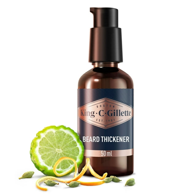 King C. Gillette Beard Thickener infused with caffeine, and King C. Gillette Signature Scent