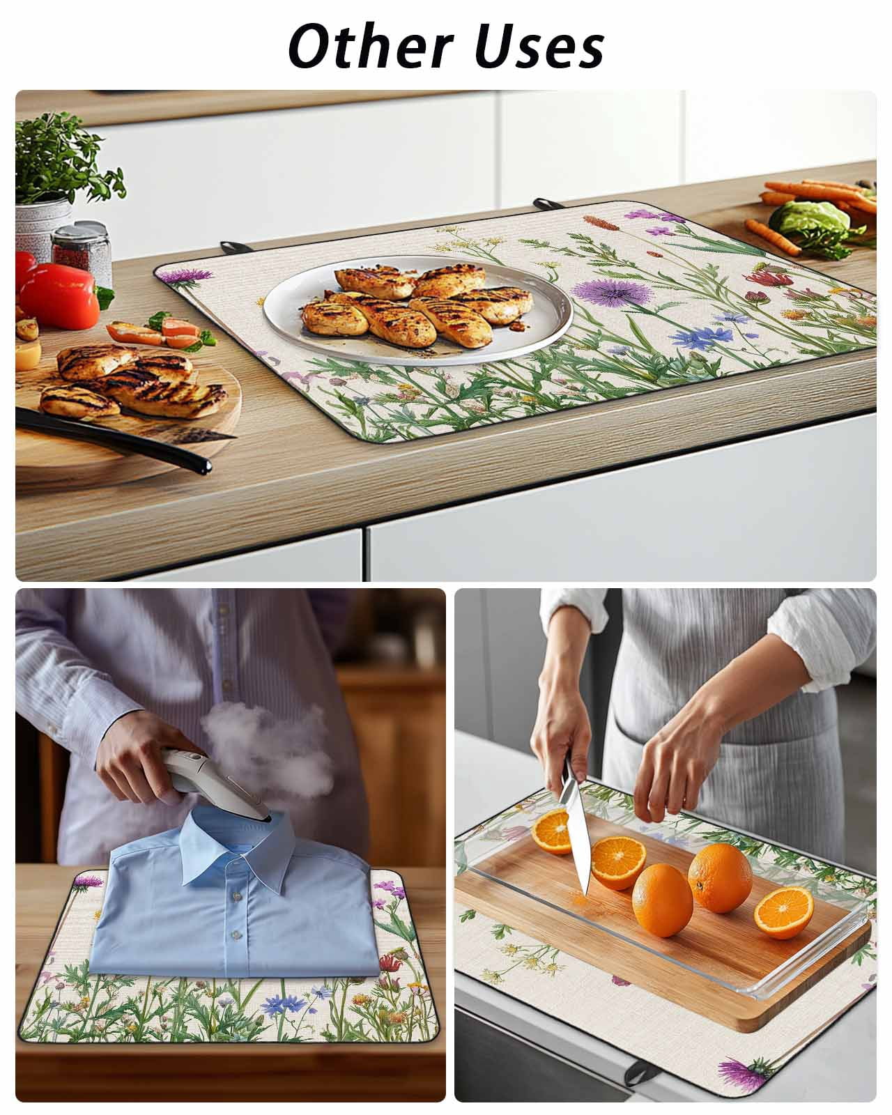 Stove Top Covers for Electric Stove, Spring Flowers Glass Stovetop Cover Protector, Wild Floral Herb Botanical Induction Cooktop Protector Oven Mat for Kitchen Countertop 24"x21"