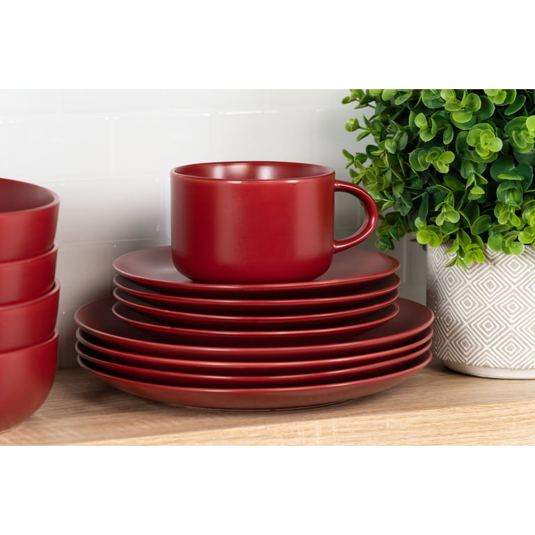 10 Strawberry Street Wazee Matte 16 Pieces Coupe Dinnerware Set