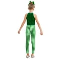 thumbnail image 3 of TiaoBug Kids Girls Christmas Candy Cane Sequined Dance Jumpsuits Gymnastics Dance Performance Unitard Green 14, 3 of 7
