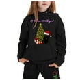 thumbnail image 2 of WeeBloom Girls Christmas Outfits Kids Sweatsuits Reindeer Hoodie Set Children Two Piece Set Solid Color Long Sleeved Hoodie And Sweatpants Girl Outfit,Black 2-3 Years, 2 of 3