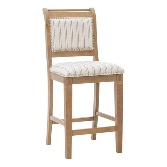Maklaine 26" Counter Stool Padded Back & Seat in Graywash Finished Wood
