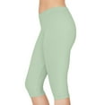 thumbnail image 4 of Mint Green Women's Capri Leggings - Tea Creen Lightweight Poly-Span Casual Solid Color Print Activewear 9, 4 of 8