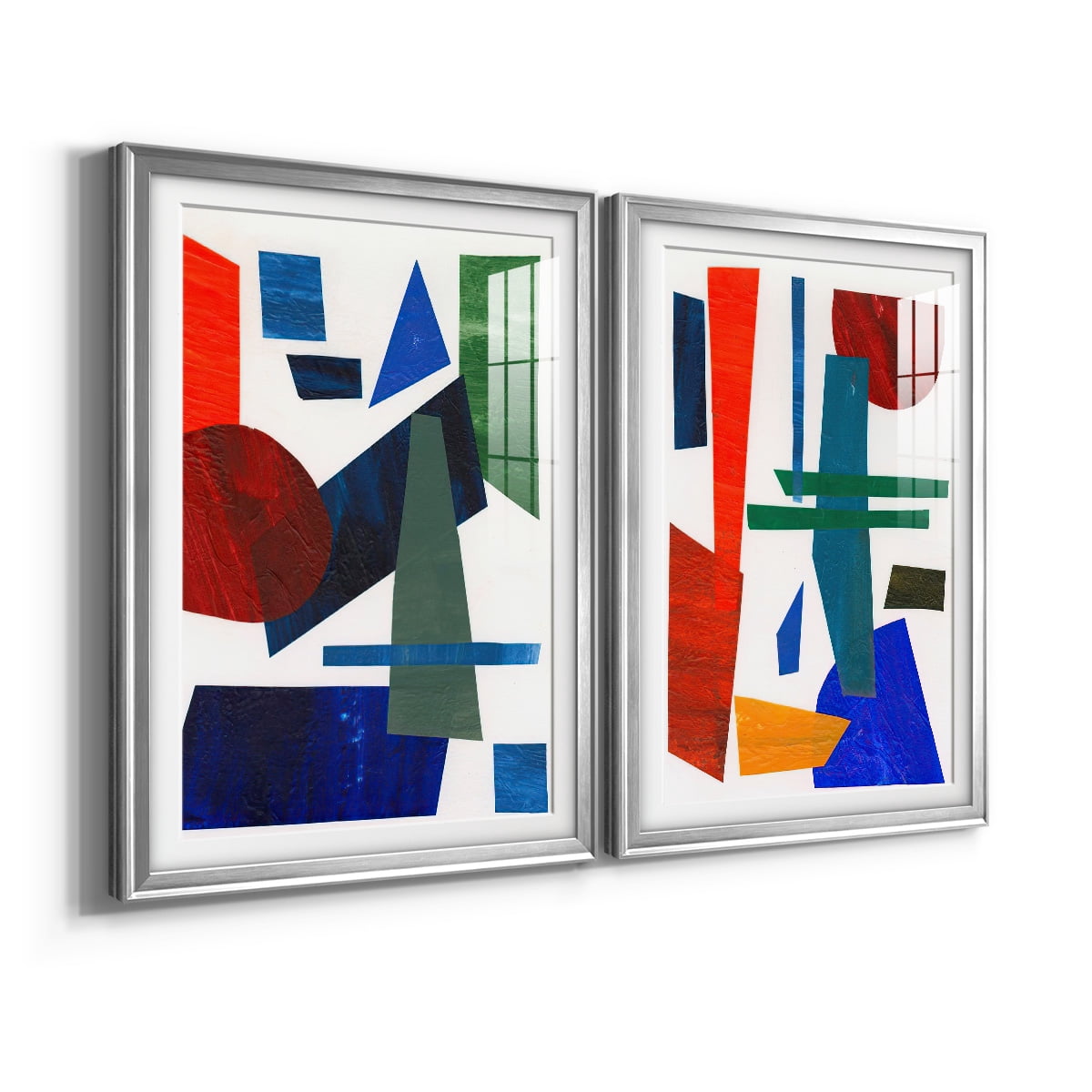 Wexford Home Colorful Shapes III Premium Framed Print, 18.5" x 24.5" - Ready to Hang, Silver (Set of 2)