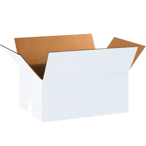 BOX USA B18128W Corrugated Boxes, 18" x 12" x 8", White Pack of 25