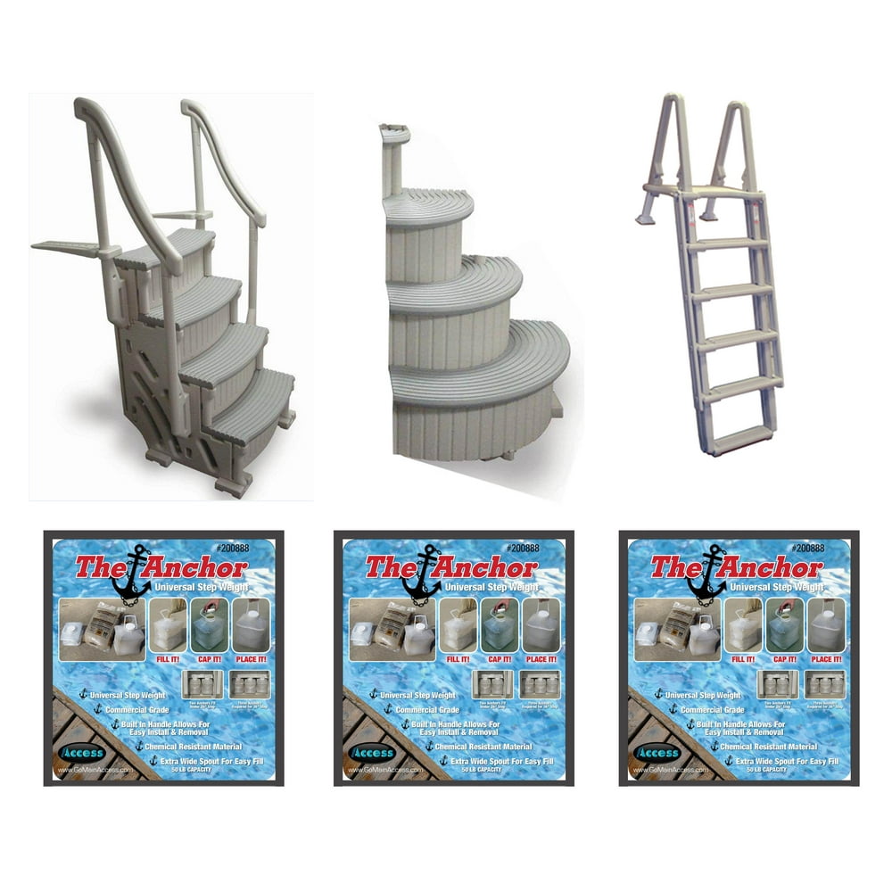 main access smart step and ladder system above ground swimming pool
