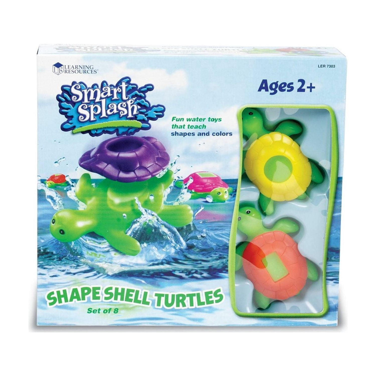 Learning Resources Shape Shell Turtles, Learn Shapes, Bath Toys Set of 8, Ages 2+
