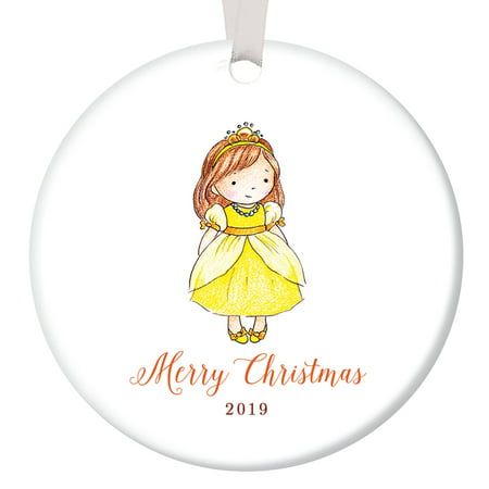 Little Girl 2019 Merry Christmas Ornament Present for Daughter Niece Stepchild Pretty Young Female Child Fairy Princess 3