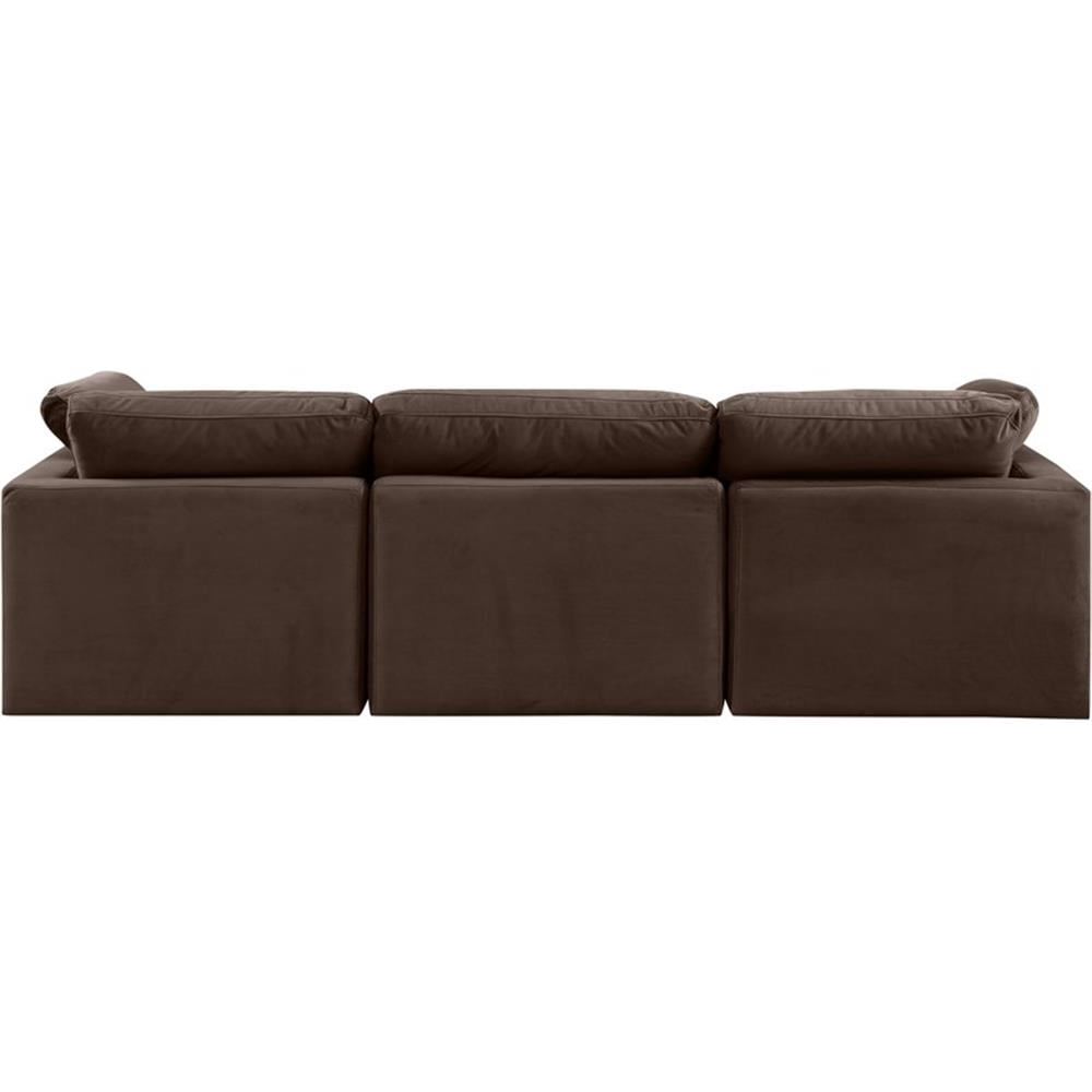 Meridian Furniture Indulge 94" Contemporary Velvet Modular Sofa in Brown